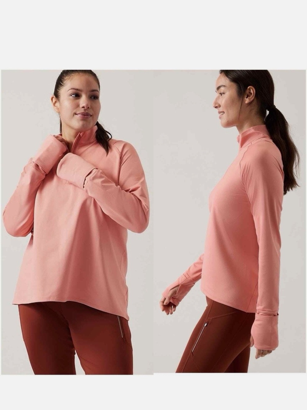 Athleta Whistler Half-Zip Performance Top Choral Pink Sz XL
